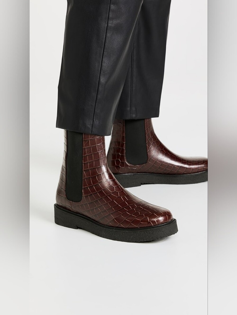 Staud palomino moto boots in mahogany croc, 9